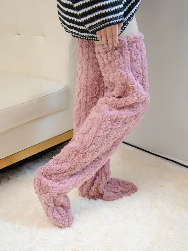 حار رقيق الفخذ العليا الجوارب تيدي الساقين تكبب الكفوف الطويلة غامض طماق فوق الركبة النعال جوارب شعر #4