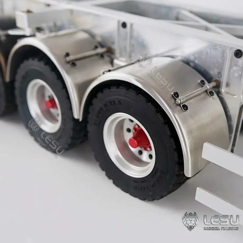 LESU 1/14 simulation truck sand board container semi-trailer stainless steel metal fender