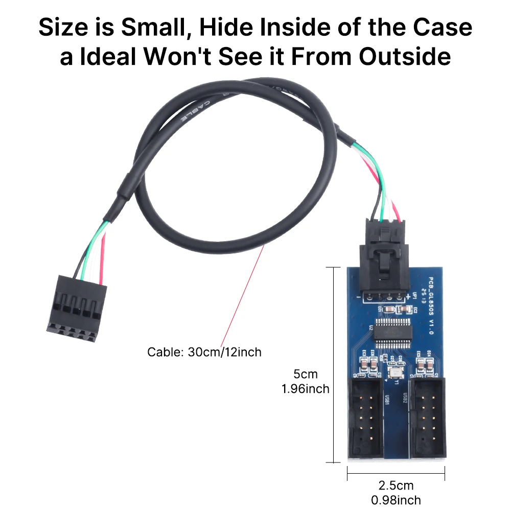 Placa-mãe divisor usb de 9 pinos, 1 a 2/4, placa de extensão fêmea, conector usb 2.0, adaptador de cabo de extensão para placa-mãe de desktop