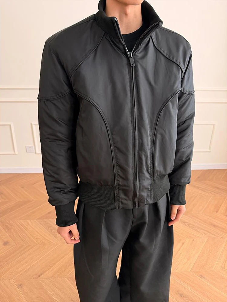 

Bla Stand Collar Bomber Jaet Men's American Sle Pilot Coat Versatile Loose Fit Faion Urban Casual Long Sve Zipper