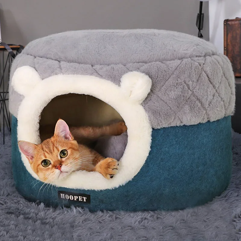 Cat Bed Nest House Winter Warm Closed Pet Removable Water Wash Thickened All Season Pet Supplies