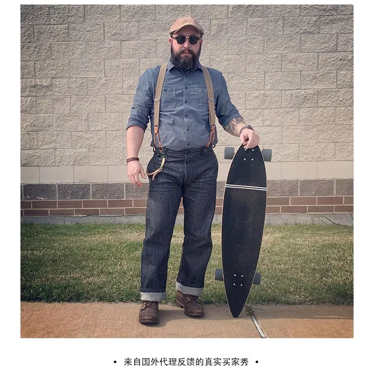 BRONSON Vintage Y Shape Suspenders, Old Time Patch Leather Braces, American Workwear Retro Shoulder Straps