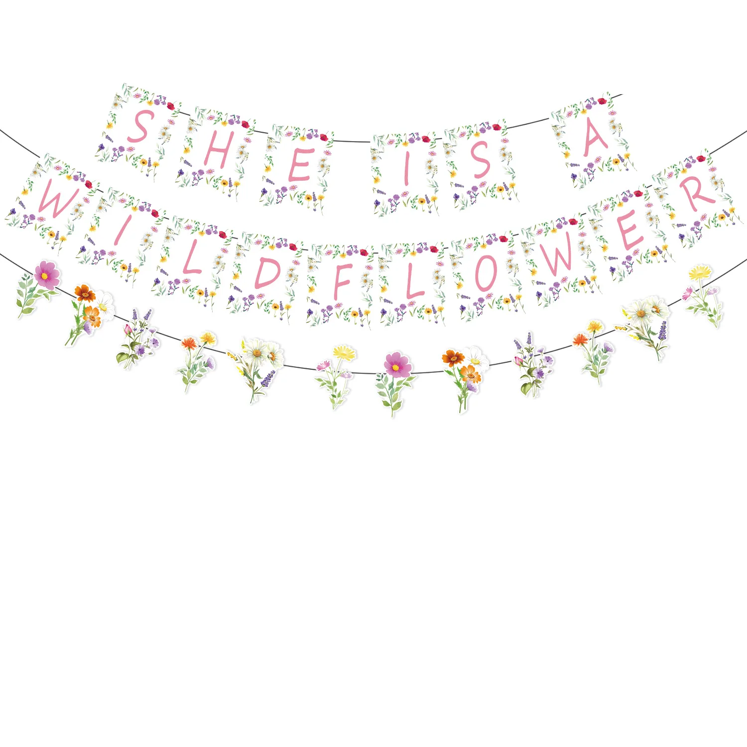 Frühling Wildblume Geschirr Mädchen Geburtstag Tischdekorationen Pappteller Tasse Serviette Kuchen Dekor Schmetterling Floral Baby Shower Party – Detail 1