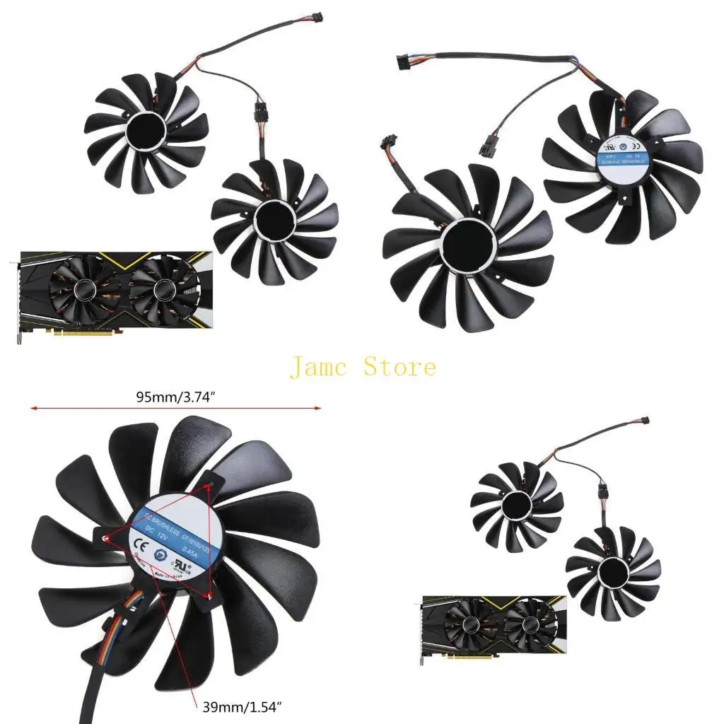 LX0B VGA Fan Graphics Card Cooling 4Pin 12V 0.45A FDC10U12S9-C for  Radeon RX