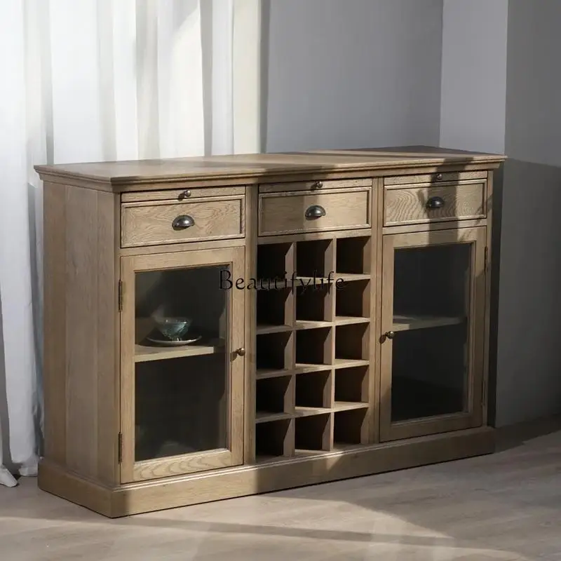 خزانة جانبية لتناول الطعام الريفية الأمريكية، عرض غرفة المعيشة، خزانة مدخل فرنسية قديمة، شقة صغيرة