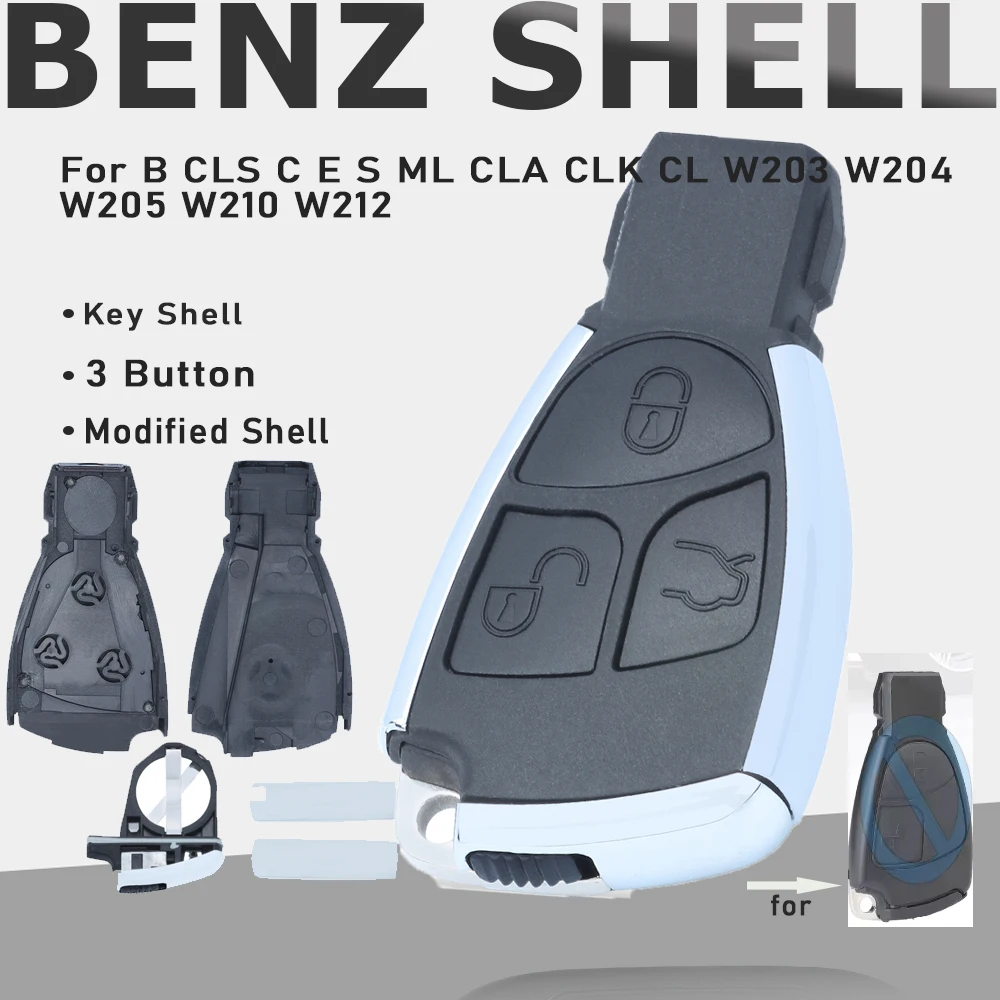 

Модифицированный чехол для дистанционного управления KEYECU 3B, чехол для автомобильного брелока для Mercedes Benz B CLS C E S ML CLA CLK CL W203 W204 W205 W210 W212