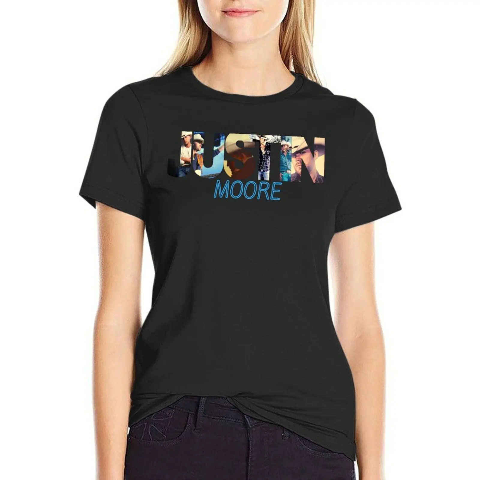 

justin moore essential t shirt justin moore artist sticker T-shirt vintage clothes tshirts for Women