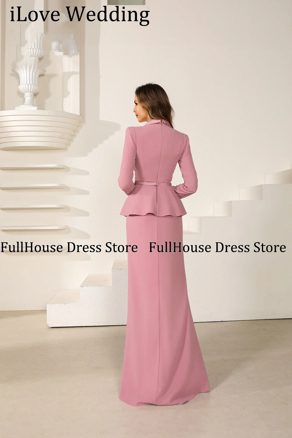One Shoulder V-neck Long Sleeve Dress Formal Evening Dress Floor Length A-line Backless Draped Bridesmaid Dress for Customized