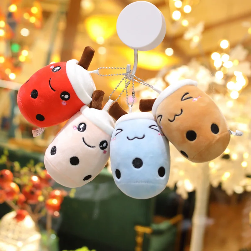 Porte-clés en peluche Boba Milk Tea pour filles et femmes, pendentif mignon Bubble Tea, jouets doux animés, décor de sac, cadeaux de Noël, nouveau