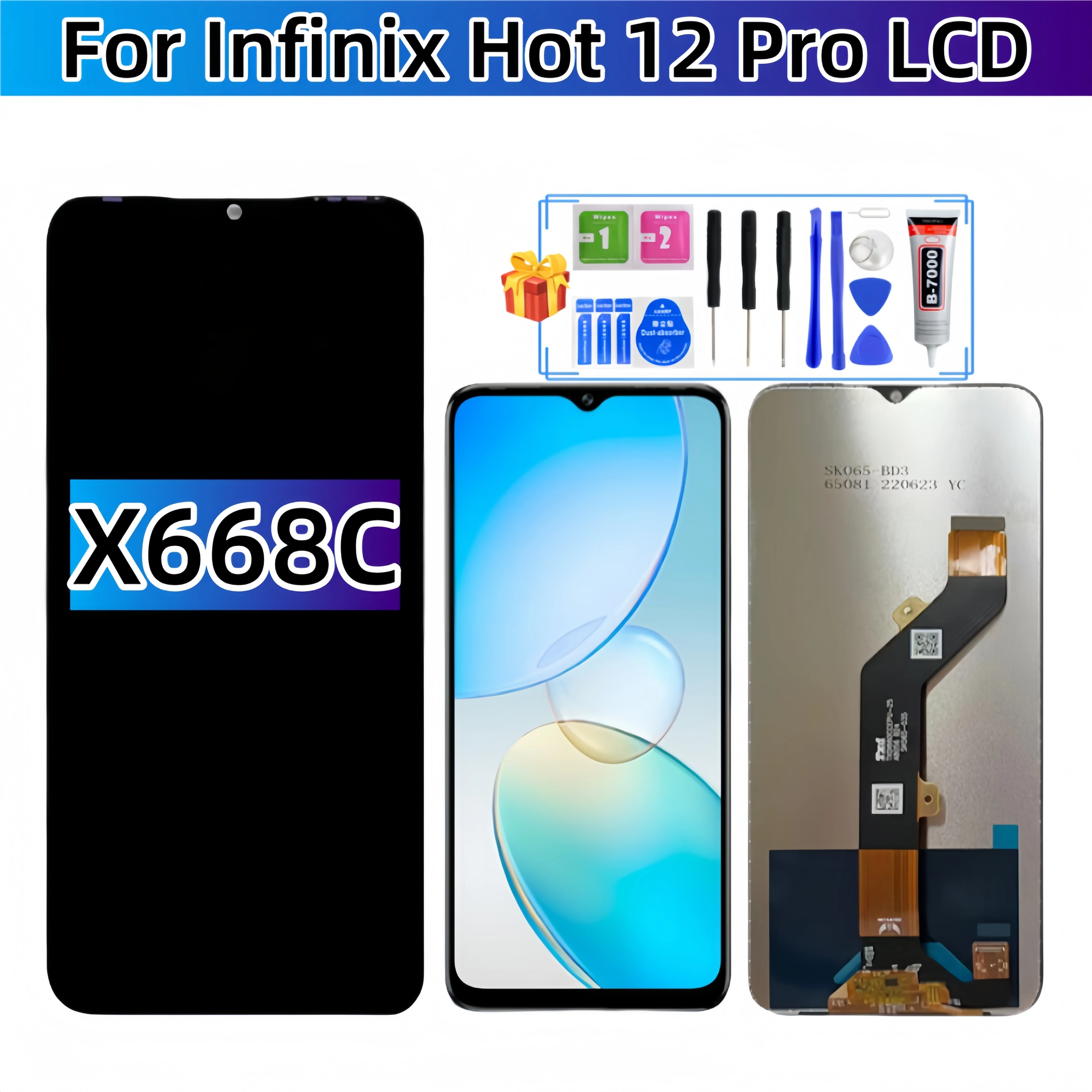 

Для Infinix Hot 12 Pro X668C ЖК-дисплей с сенсорным экраном в сборе, запасные части для ЖК-дисплея