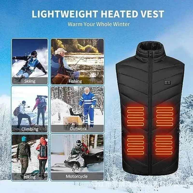 

Winter Thermal Heated Jacket 17 Areas Self Heating Vest 60 Centigrade Men's Down Womens USB Warmer Tactical Body Coat Clothing