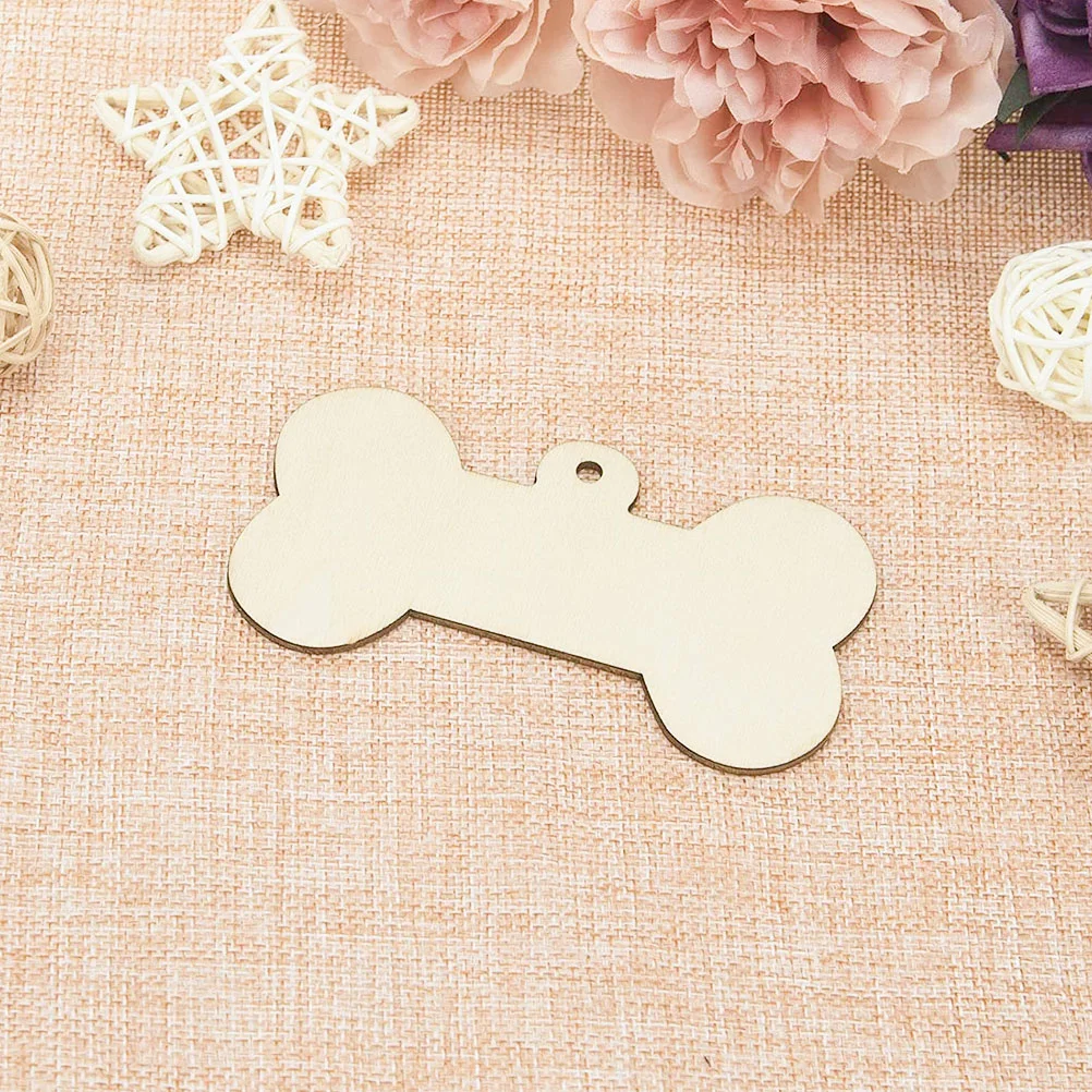 Wooden Sign Decoration Pendant Dog Bone Cutouts Plain Ornament DIY Gift Tags Unfinished