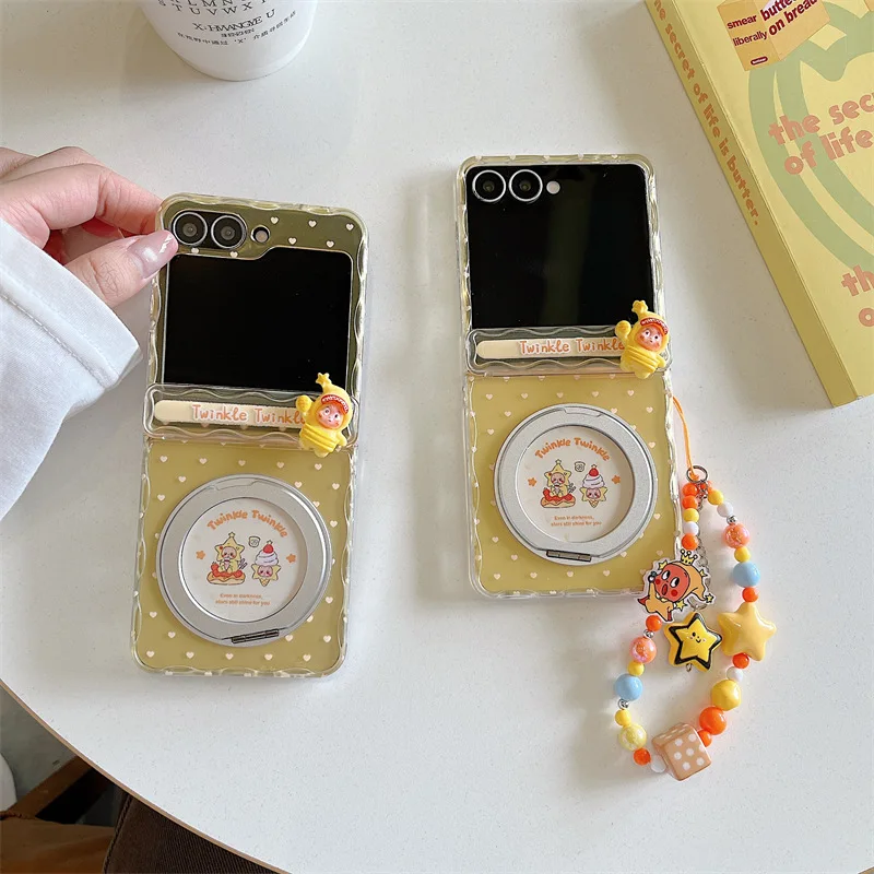 

Creative 3D Star Doll Stand for Samsung Galaxy Z Flip 7 6 5 Protective Back Cover for ZFlip5 ZFlip6 ZFlip7 Case Shell