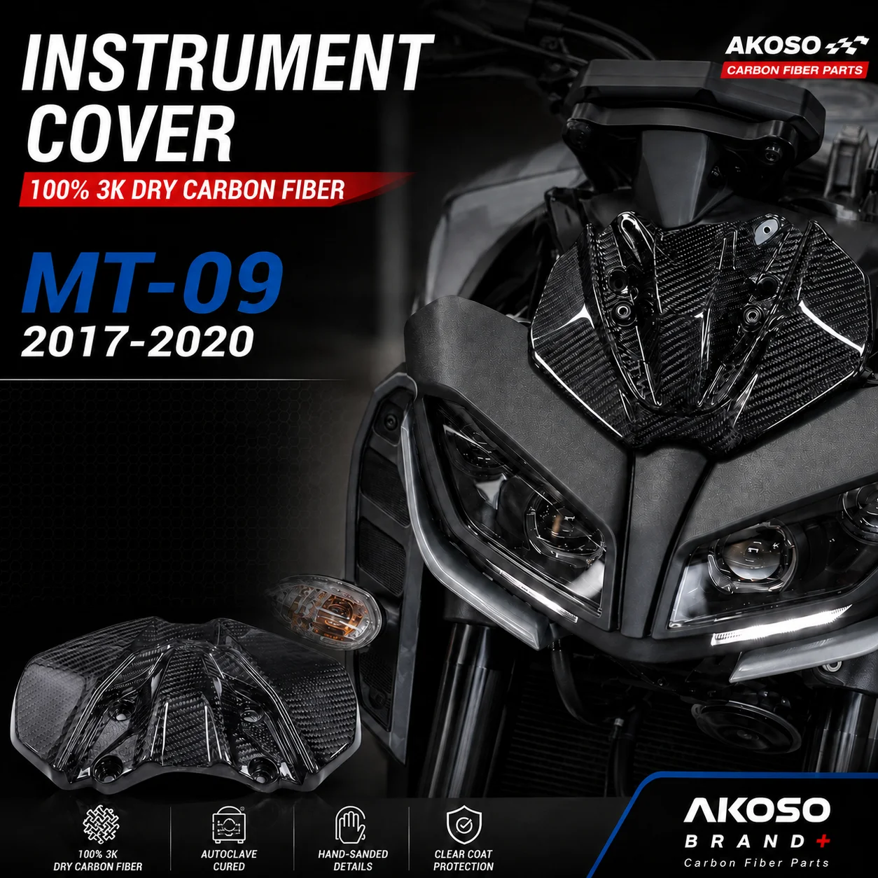 Instrument Cover Gauge Dashboard Cowl Carbon Fiber Cockpit Trim for Yamaha MT09 FZ09 MT-09 SP 2017-2020 Motorcycle Accessories