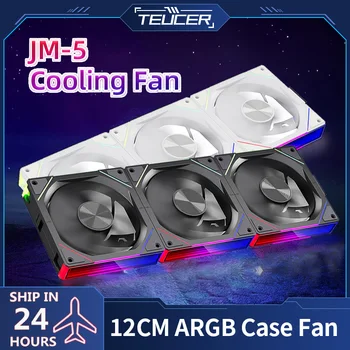 TEUCER JM5 PC 냉각 팬 120mm ARGB 환상 무선 접합 팬 키트 360mm 수냉 라디에이터 용 800-2000RPM PWM 팬 