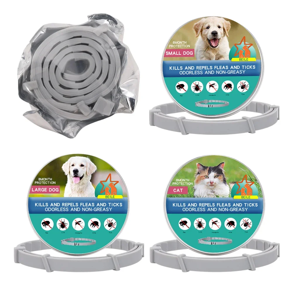 Pet Anti Flea Tick Neck Collar Adjustable Natural Flea and Tick Prevention Collar 8 Months Protection for Dogs and Cats