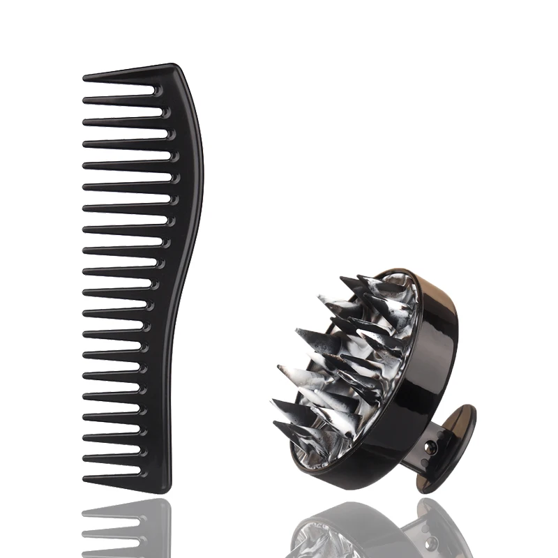 

2-piece massage brush set, including head massage brush and gentle exfoliating wide toothed comb,Special for real hair wigs