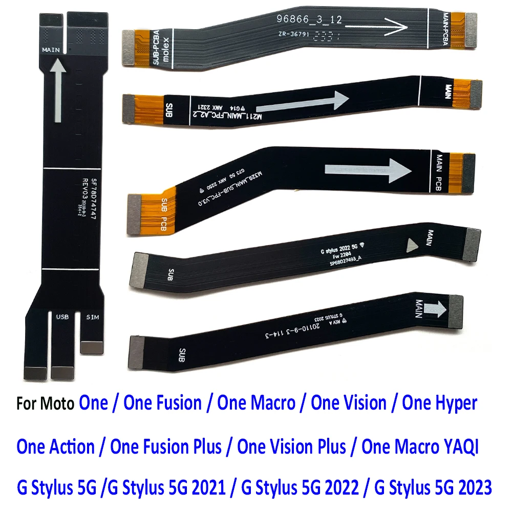 Main Motherboard Flex Cable Parts For Motorola Moto One Fusion Macro Hyper Action Vision Plus G Power 2021 G Stylus 5G 2023 2022