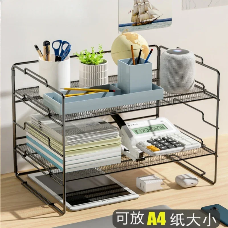 Simple Desktop Storage Rack Convenient Bookshelf on The Desk Multi-layer File Organizer in The Office Metal Small Shelf