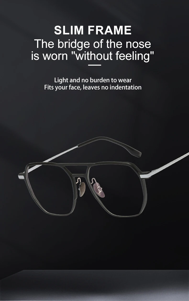 VICKY Large Frame Aluminum Frame Titanium Business Anti-Blue Light Reading Glasses Men Ladies Customizable Prescription ZY-20239