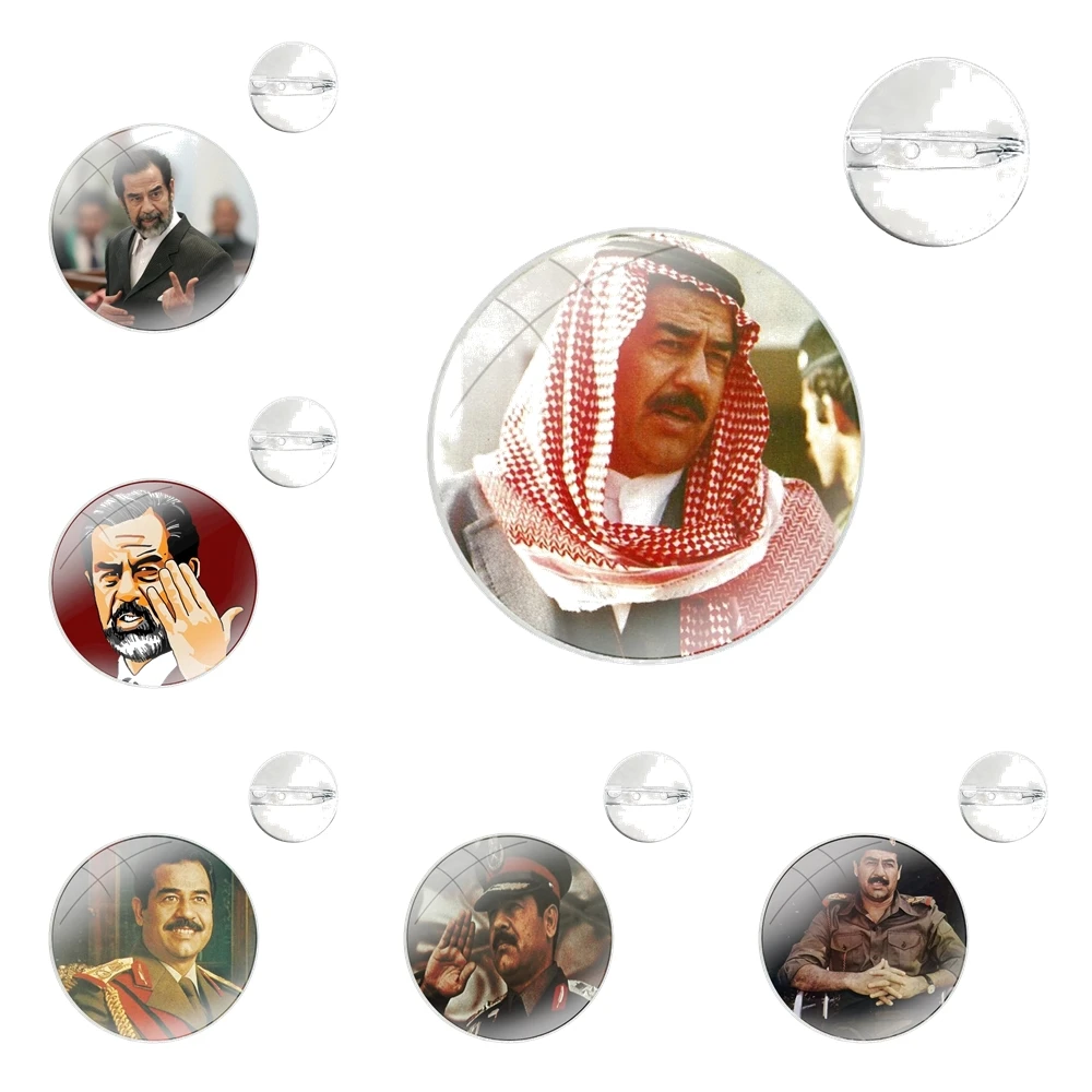 Saddam Hussein Iraq Arabic Pins Badge Metal Brooches For Clothes Backpack Decoration gift