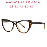 Gafas para miopía con montura de leopardo para mujer TR90, gafas graduadas antirayos azules de menos grados, 0-0,5-0,75 a-6