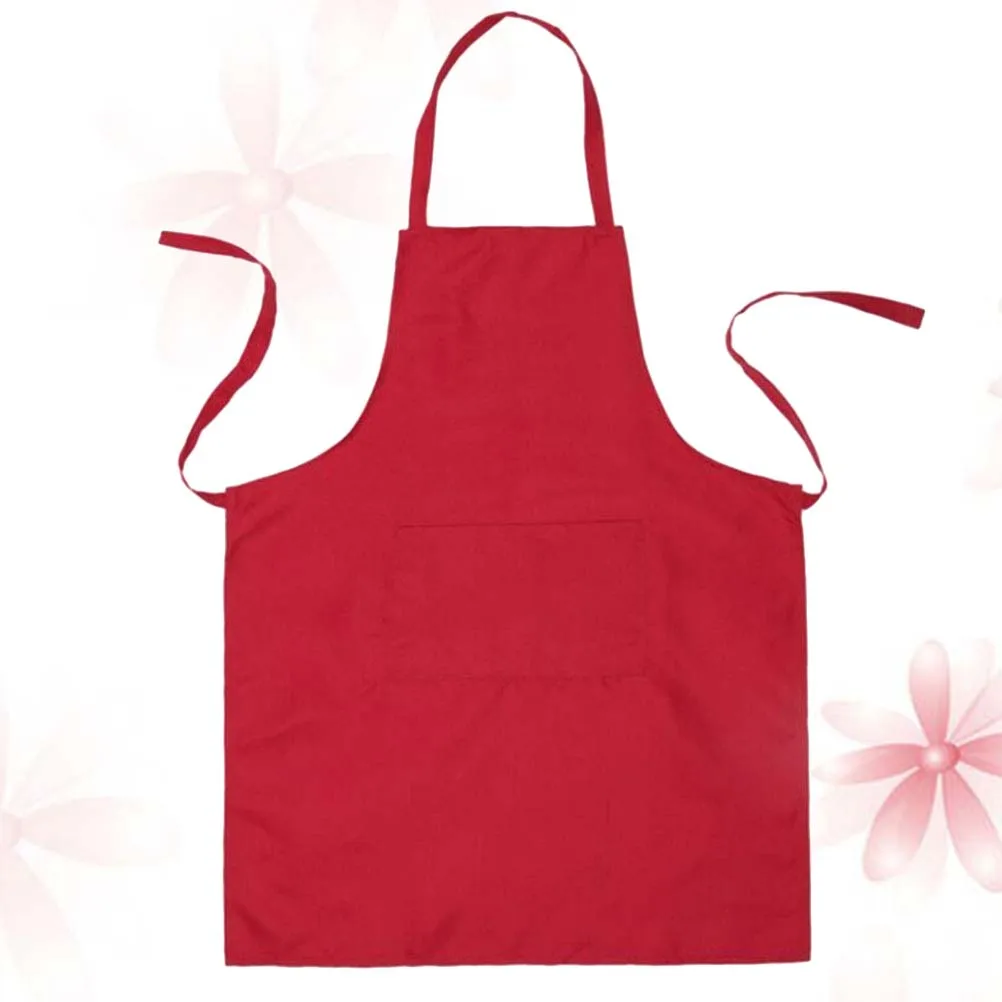 

2Pcs Red 60x70cm Waterproof Kitchen Apron Bib Apron with Storage Pocket Halter Neck Sleeveless for Cooking Hotel