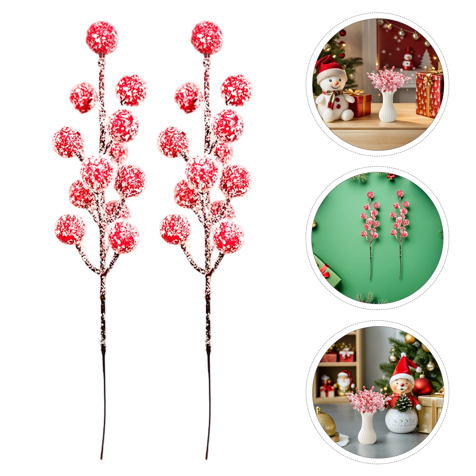 

20Pcs Artificial Red Berry Picks Festive Frosted Christmas Decorations for Vases Bouquets Garland Craft Projects Winter