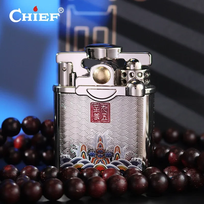 Chief New Rocker-type Original Copper Carved Windproof Kerosenes Lighter National Fashion Personalized Gift for Men Accessories