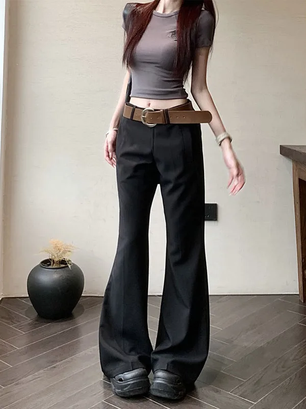 

Женские повседневные брюки-костюмные штаны 2025 года, новые, зауженные, микро-клеш, в пол, модные, для офиса, из полиэстера