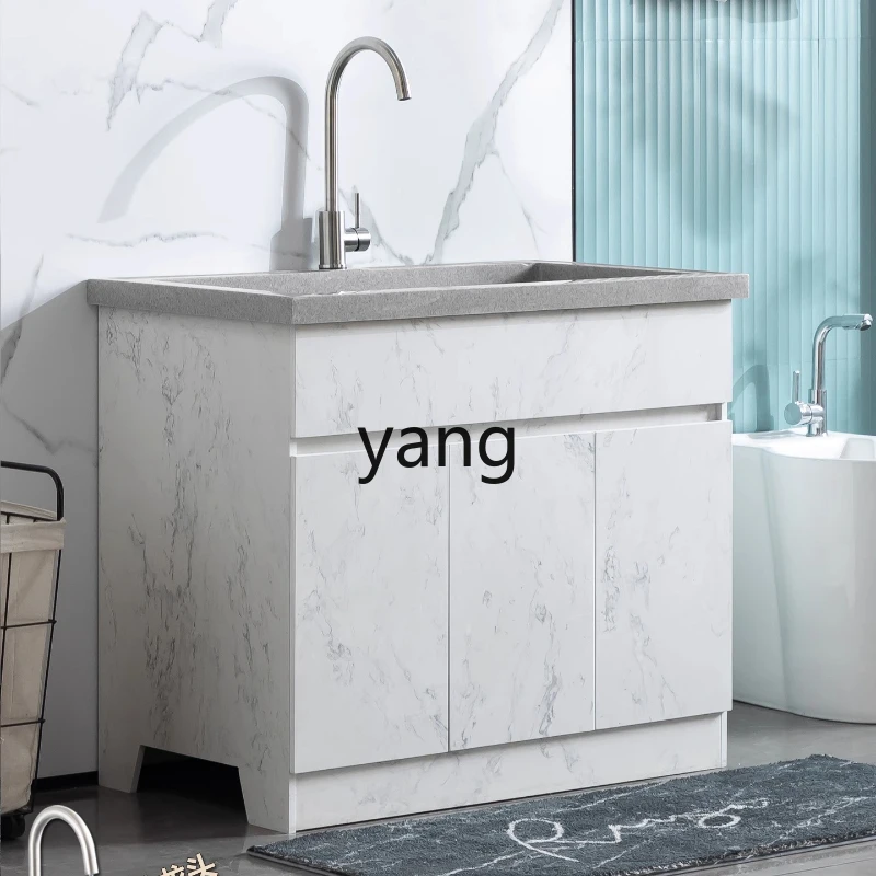 LMM Large Sink Quartz Stone Laundry Basin Integrated Artificial Stone Laundry Cabinet Balcony