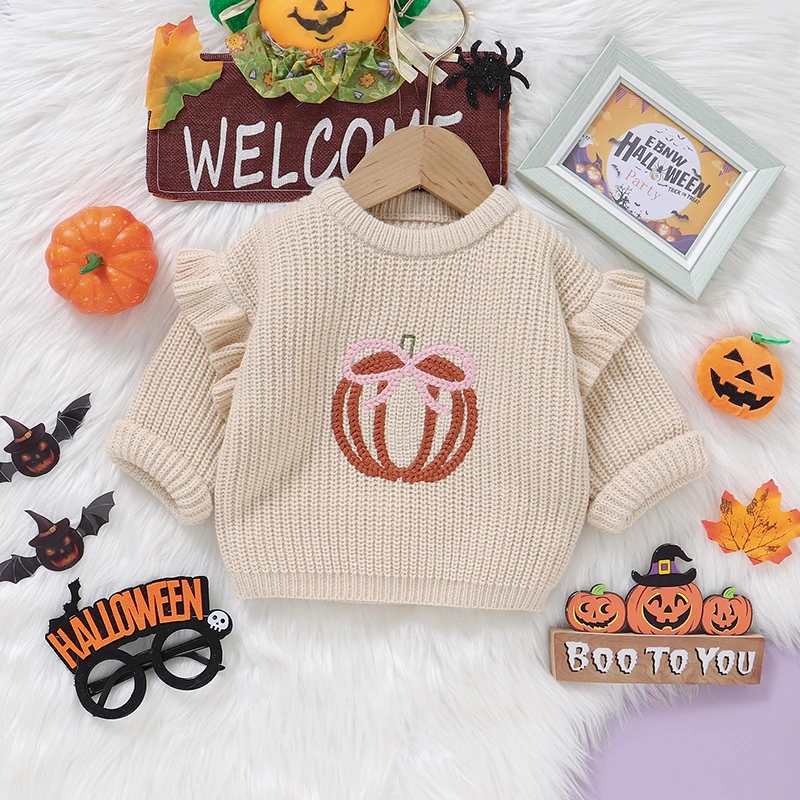 Winter Halloween Kürbis Gestrickte Neugeborene Baby Jungen Mädchen Pullover 1-3Y Infant Strickwaren Pullover Langarm Kleinkind Jumper Top