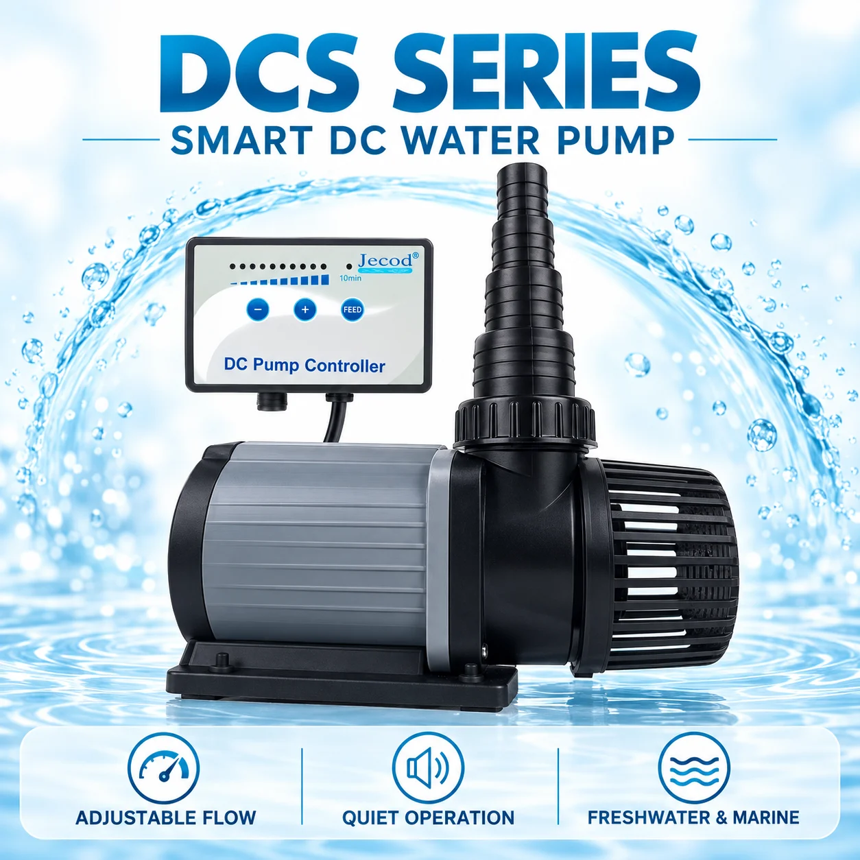 Jebao Jecod DC Aquarium Water Pump Ultra Quiet Submersible Protection Amphibious for Fresh Saltwater Fish Tank Pond