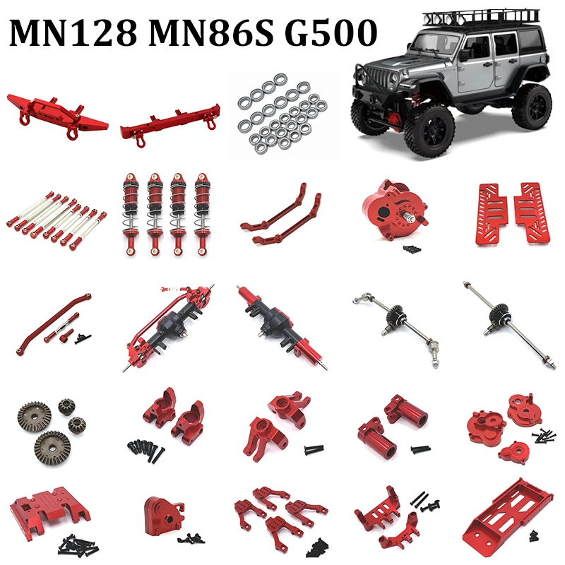 MN128 MN86 G500 1/12 piezas de repuesto de mejora de Metal parachoques trasero delantero barra de dirección amortiguador cojinetes de carcasa del eje de transmisión
