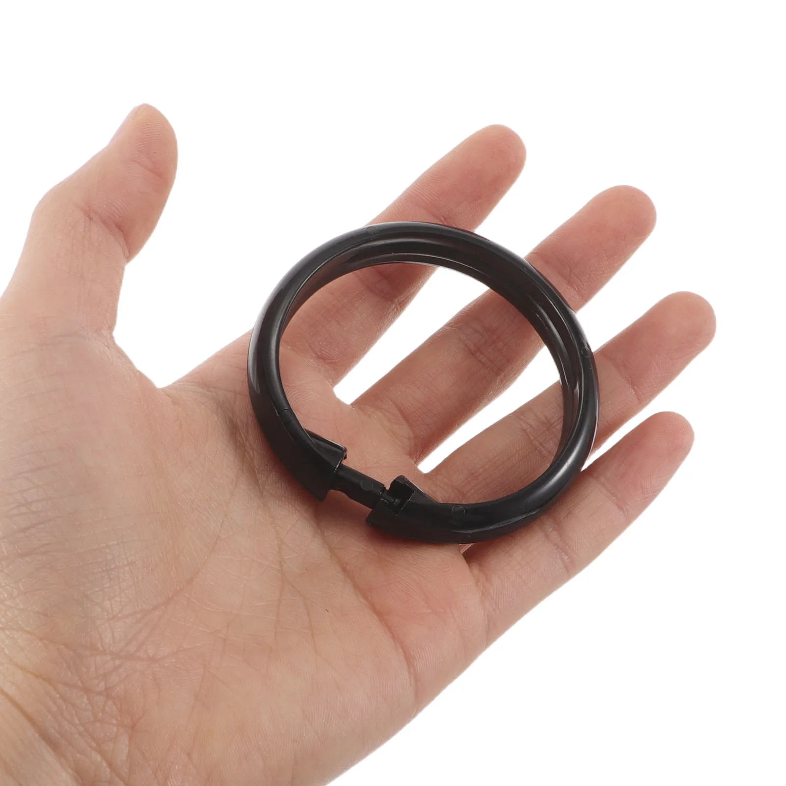 24Pcs Black Shower Curtain Rings Plastic Rust Resistant Hooks Large O-Shaped Glide Smooth Bathroom Rod Curtains