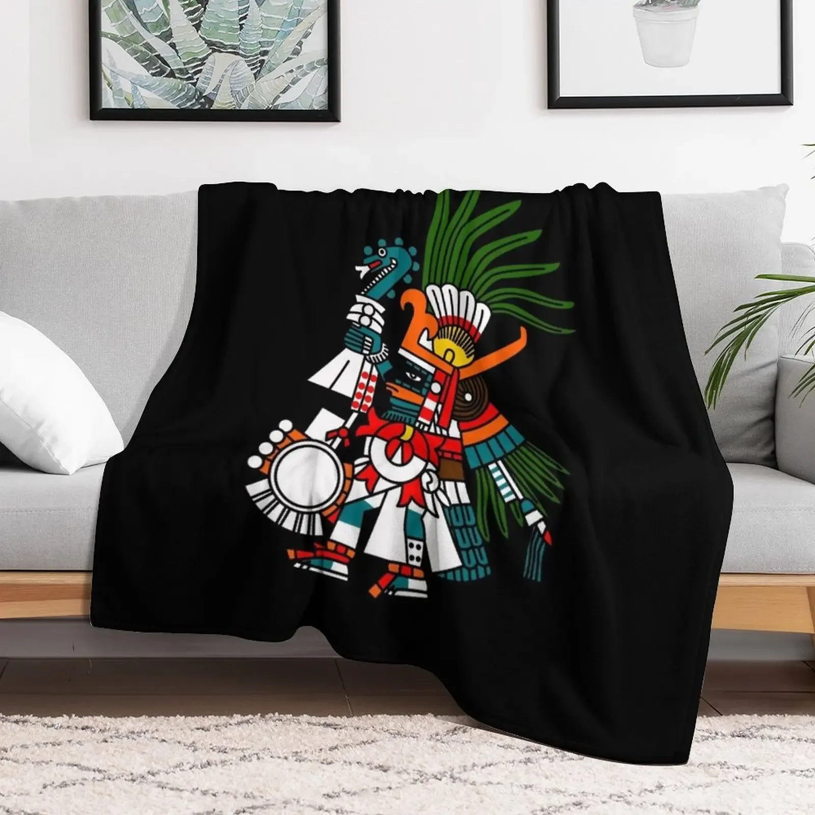 Aztec Deity Huitzilopochtli, “Turquoise Prince”, “Our Lord”, Codex Borbonicus. Throw Blanket Sofa Throw Polar Blankets