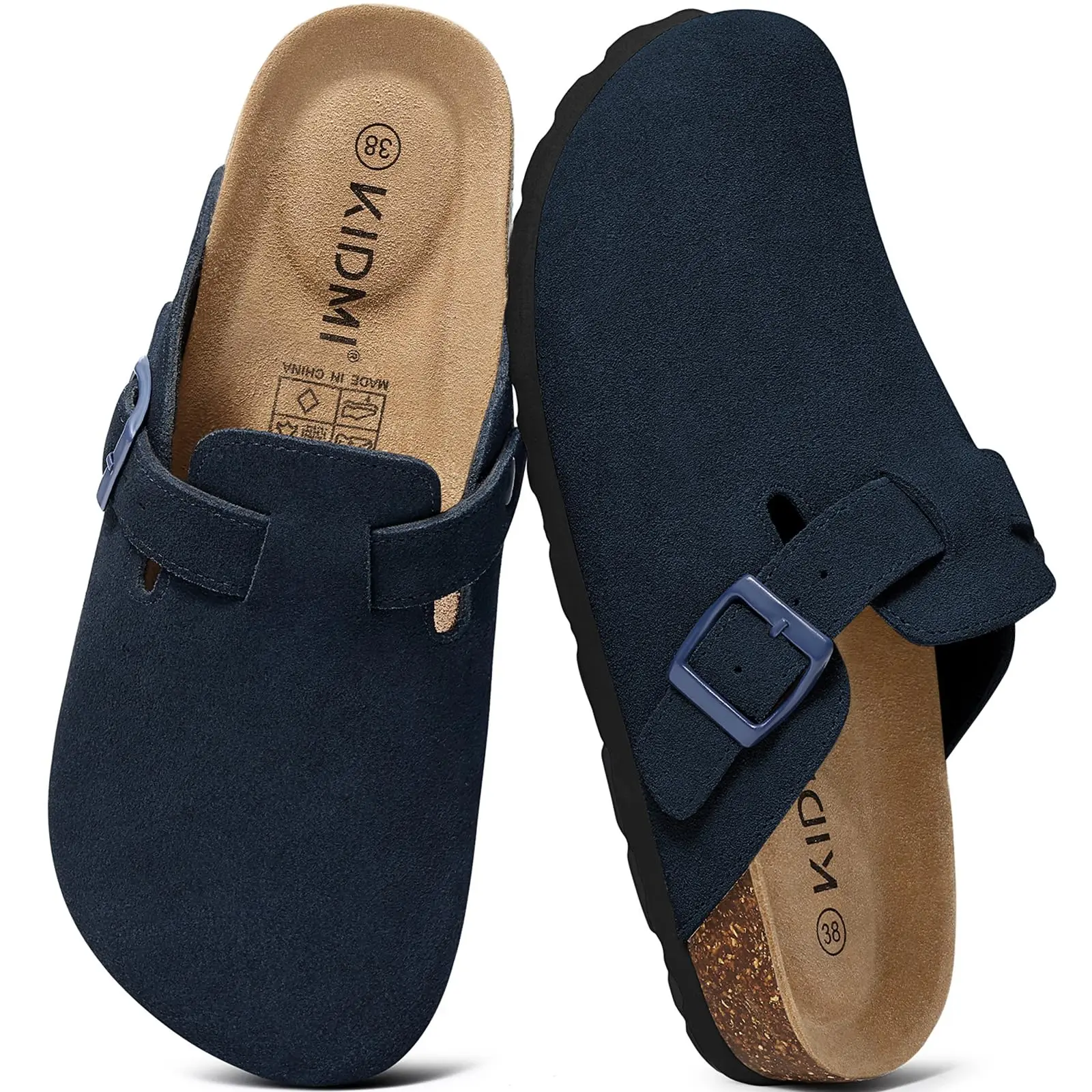 Litfun Cork Footbed Mules For Women Men Vegan Suede Clogs Unisex Slippers Anti-slip Outdoor Potato Shoes With Arch Support