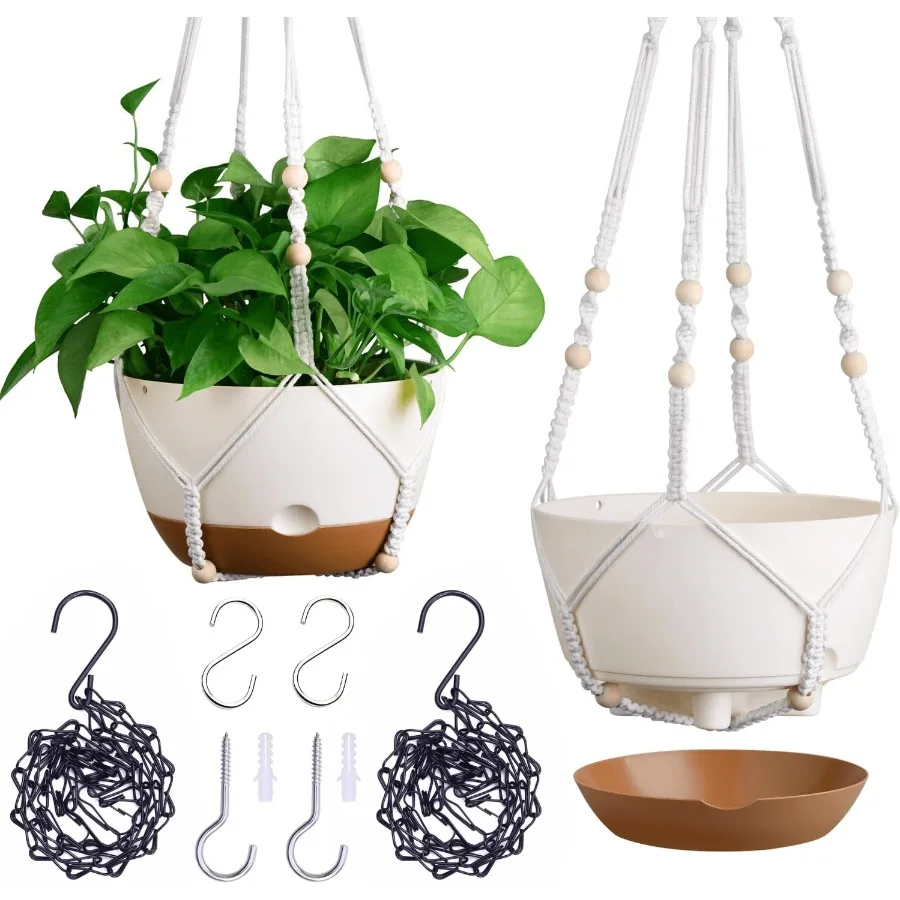 

Set of 28 Inch Hanging Planters for Indoor Plants with SelfWatering Includes Hanging Pots for Plants Outdoor Plant Pot with Dra