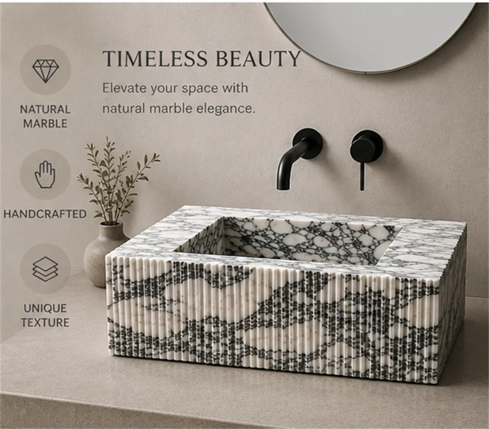 #￥Modern Marble Sinks Calacatta Viola Rectangle Wash Basin Natural stone sinks for Luxury Hotel Villa Interior Design