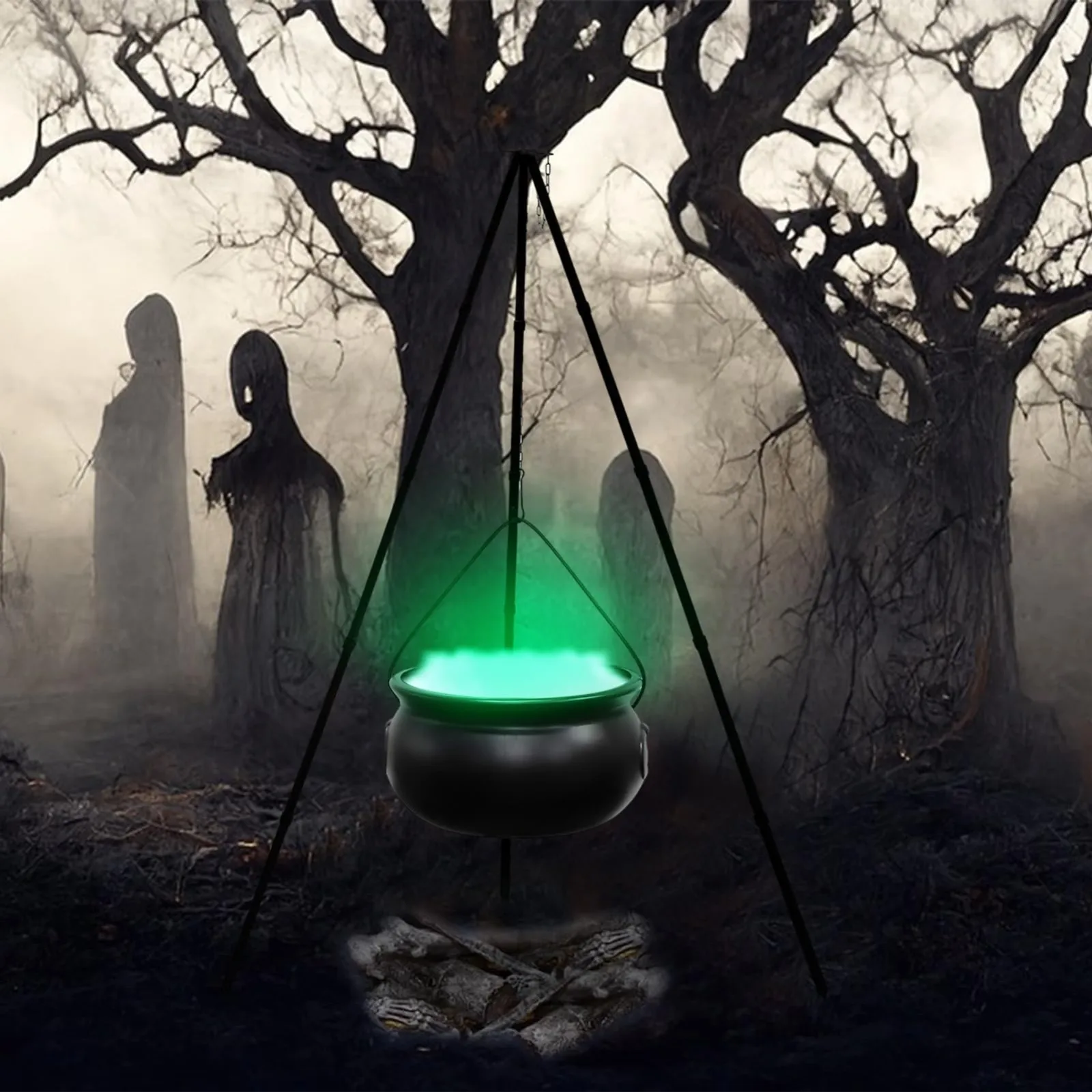 

Witch Cauldron Black Plastic Candy Bucket With Handle And Lights Large Witch Cauldron On Tripod Halloween Candy Holder Pot