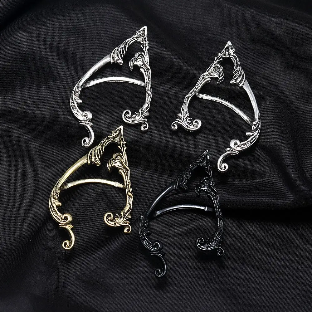 Retro Punk Fashion Design Lady Solid Color Alloy Women Earrings Pierced Earrings Korean Ear Bone Clip Gothic Elves Ear Cuff view 3