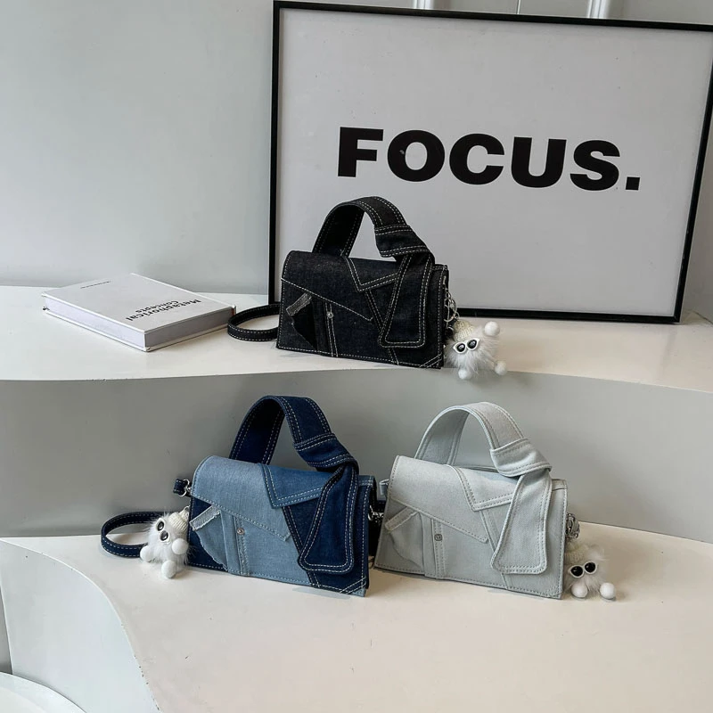 Denim Personality Square Torby na ramię i crossbody Unikalny design Poczucie luksusu Torebki dla kobiet 2024 Super Cool na wyprzedaży