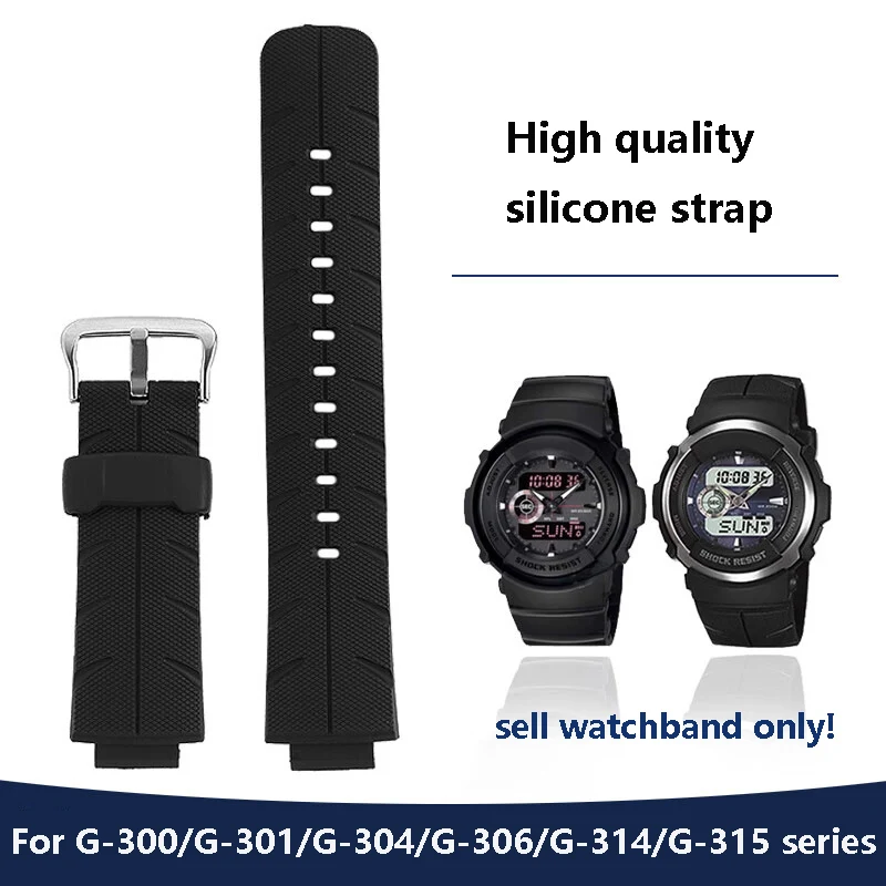 

Высококачественный силиконовый ремешок для Casio G-300/G-301/G-304/G-306/G-314 ремешок аксессуары 16 мм