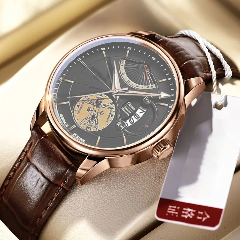 2024New Orologio da uomo Business Sports All-Match Automatico al quarzo Luminoso Impermeabile Orologio da uomo bello Da Vinci