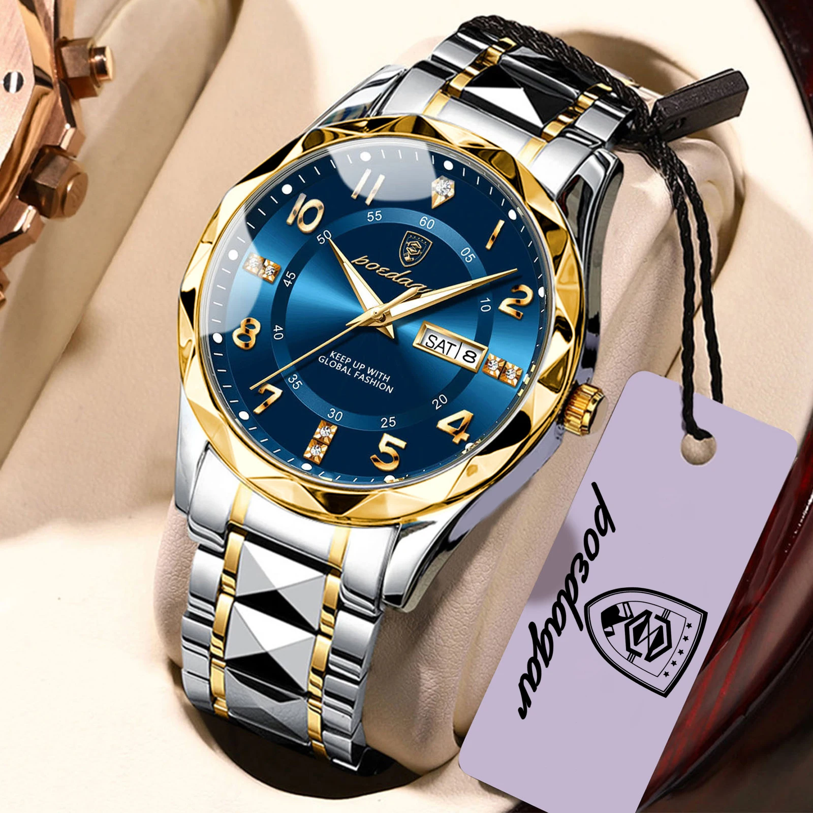 

POEDAGAR Exquisite Men Watch Waterproof Date Week Luminous Classic Male Wristwatch Stainless Steel Fashion Quartz Men's Watches