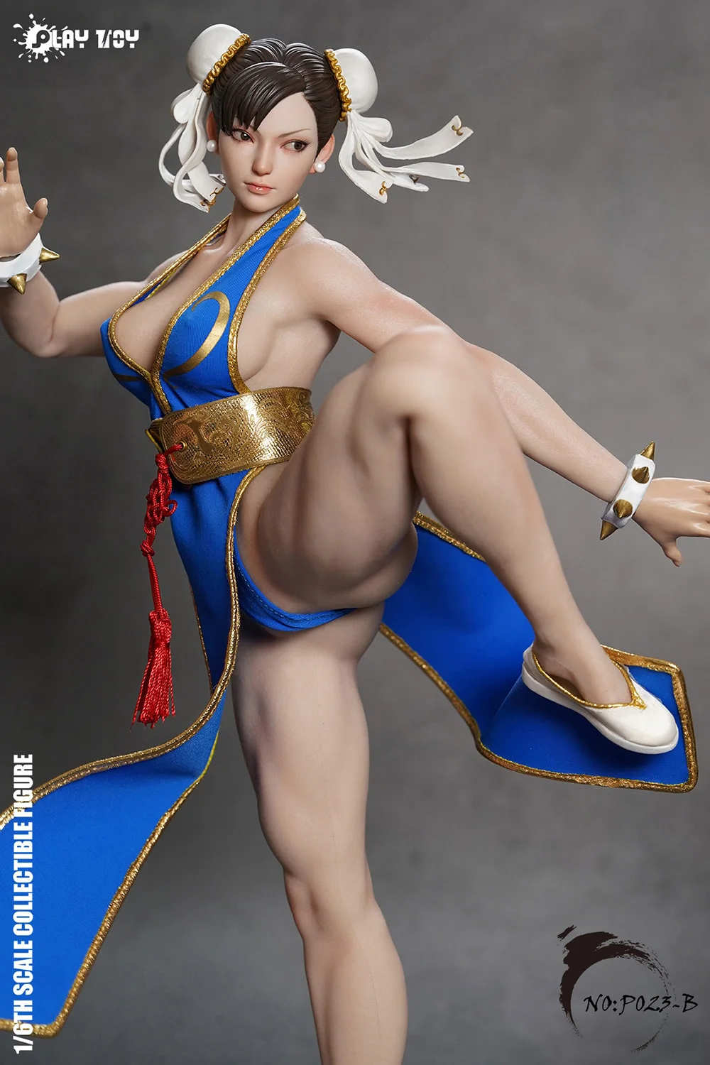 

In Stock PLAY TOY P023 1/6 Scale Fighting Goddess 2.0 Black Blue Deep V Cheongsam Ver. Chunli 12in Action Figure Full Set Model