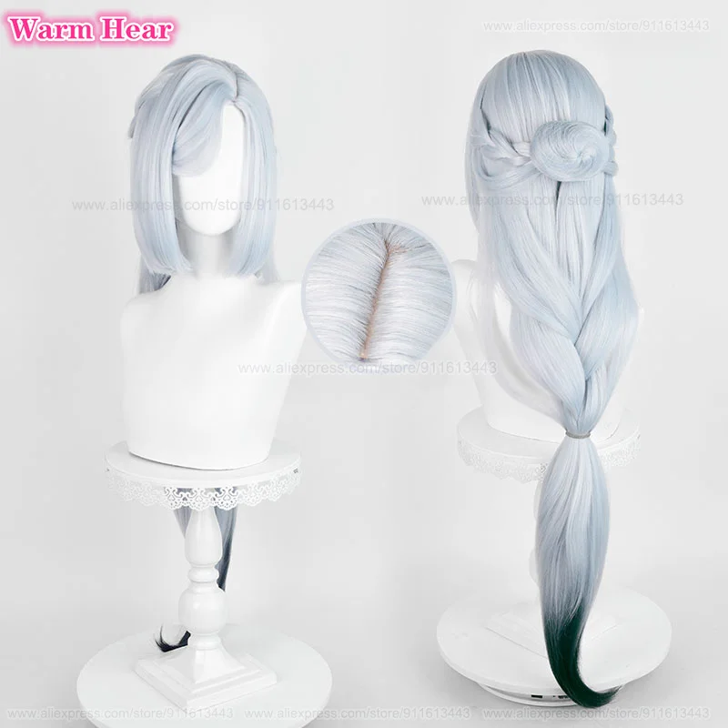 2024 New Skin Shenhe Cosplay Wig  Sea Lantern Festival 100cm Gradient Braid Wig Heat Resistant Hair Halloween Party Woman Wigs