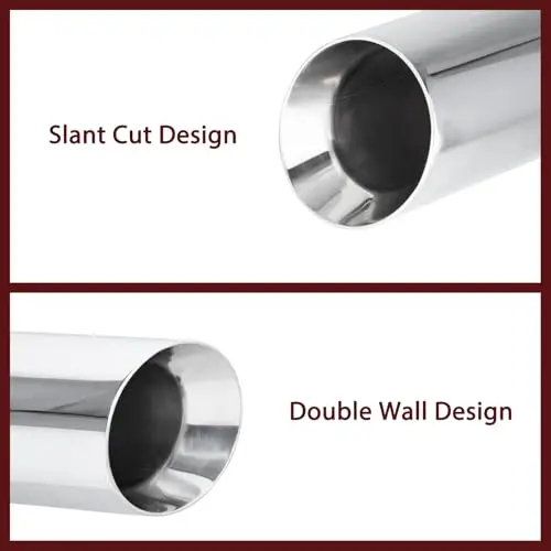 

Stainless Steel 3 Inch Universal Exhaust Tip With Double Wall And Slant Cut Design, Polished Finish, 3x4x12 Inches