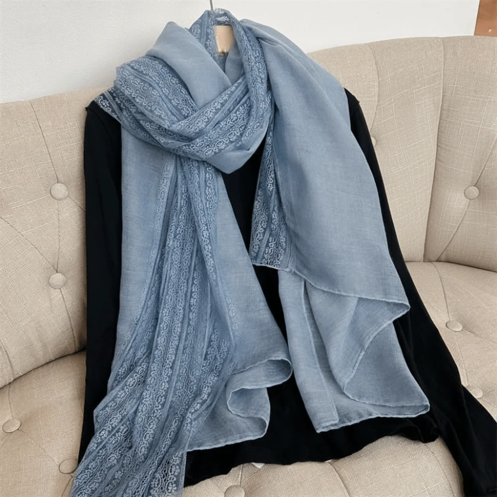 

Модный универсальный льняной шарф, элегантный тонкий хлопковый шарф, защита от солнца, дышащий шелковый шарф для женщин на лето, весну и осень