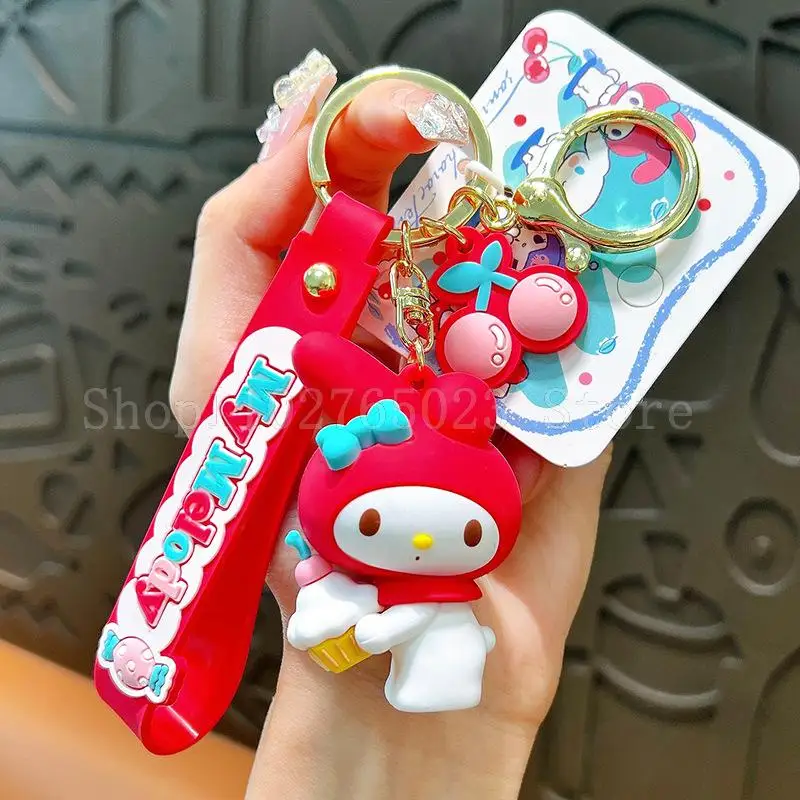 Kawaii Sanrio Cinnamoroll My Melody حقيبة ظهر سلسلة مفاتيح ، ديكور شخصي ، شخصية أنيمي ، هدية مهرجان الطفل ، لحني